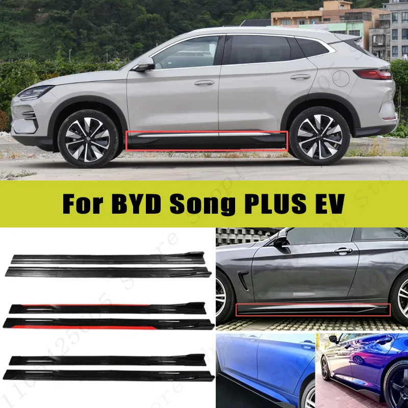 For BYD Song PLUS EV Racing Sport Side Skirts 2.0/2.2M 86.6" ABS Splitters Extended Lip Body Kit Bumper Modified Parts 8Pcs