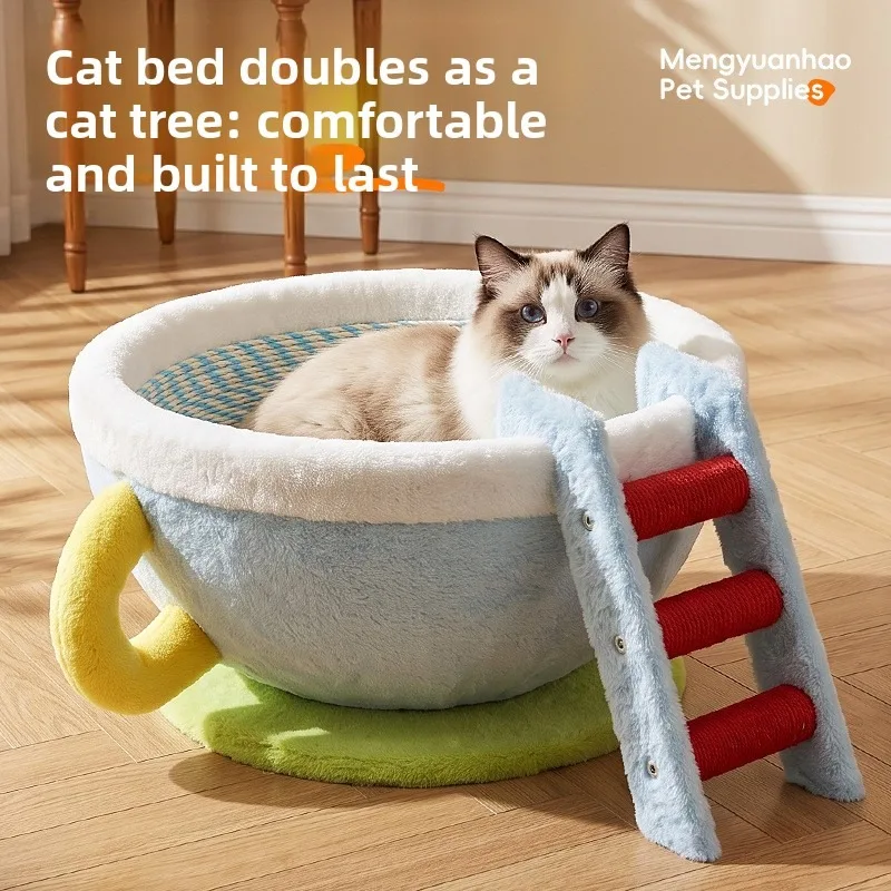 2027 Cat Scratching Board Climbing Tree Cat Condo Sisal Post Jump Platform Pet Toy Coffee Cup Cat Accessories Cat House Cat Toy