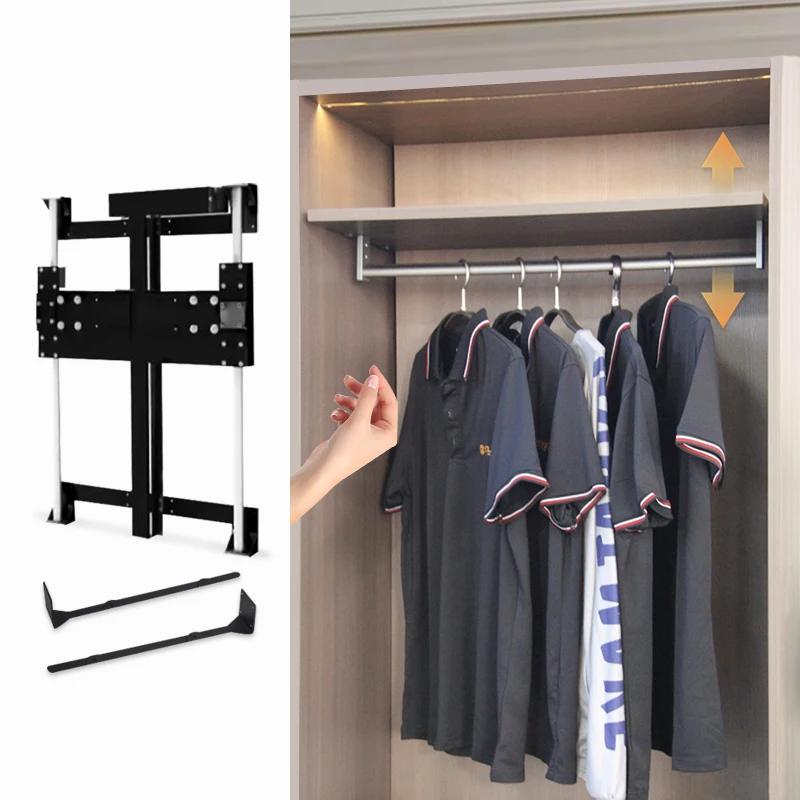 Electric wardrobe lifting laminate track up and down moving cabinet hidden slide rail bedroom
