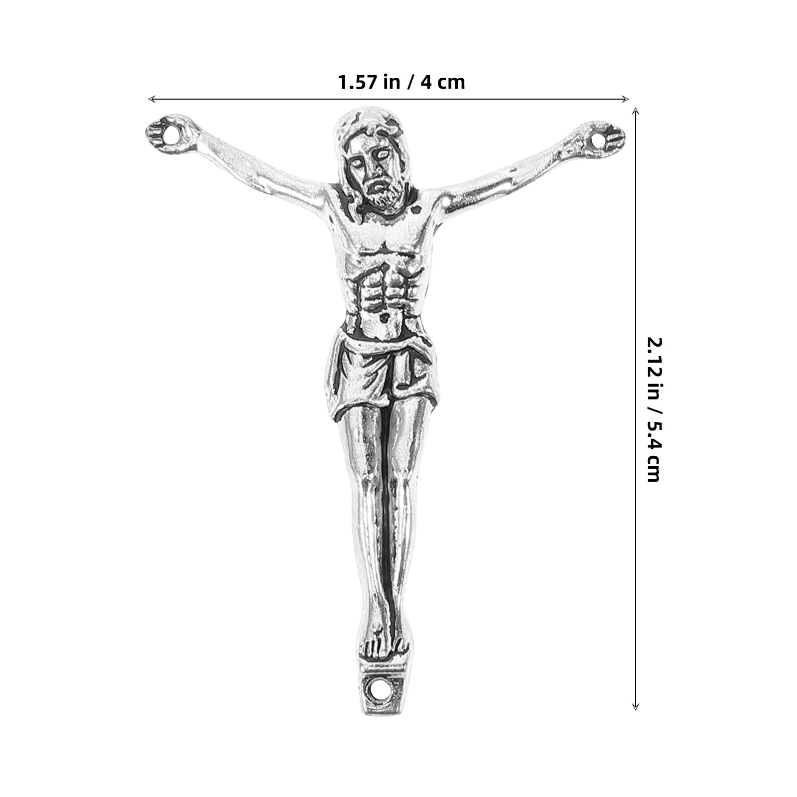 2Pcs Lifelike Jesus Statue Craft for DIY Crucifix Assembly Home Decor Church Decoration Religious Sculpture Metal Ornament