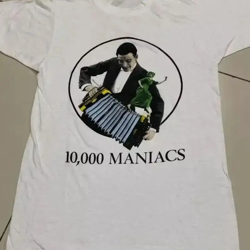 Vintage 90s 10000 Maniacs Band Cotton White Full Size Unisex Shirt