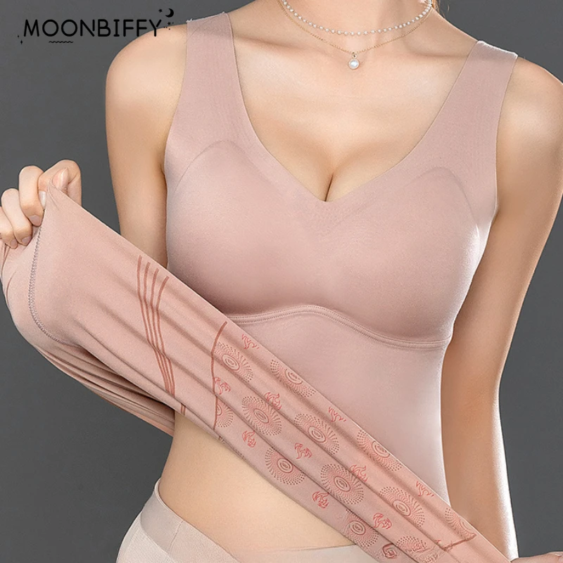 

Seamless Warm Camisoles Women Shapers Slimming Cami Tank Top Integrated Fixed Breast Pad Thermal Underwear Bottom Vest