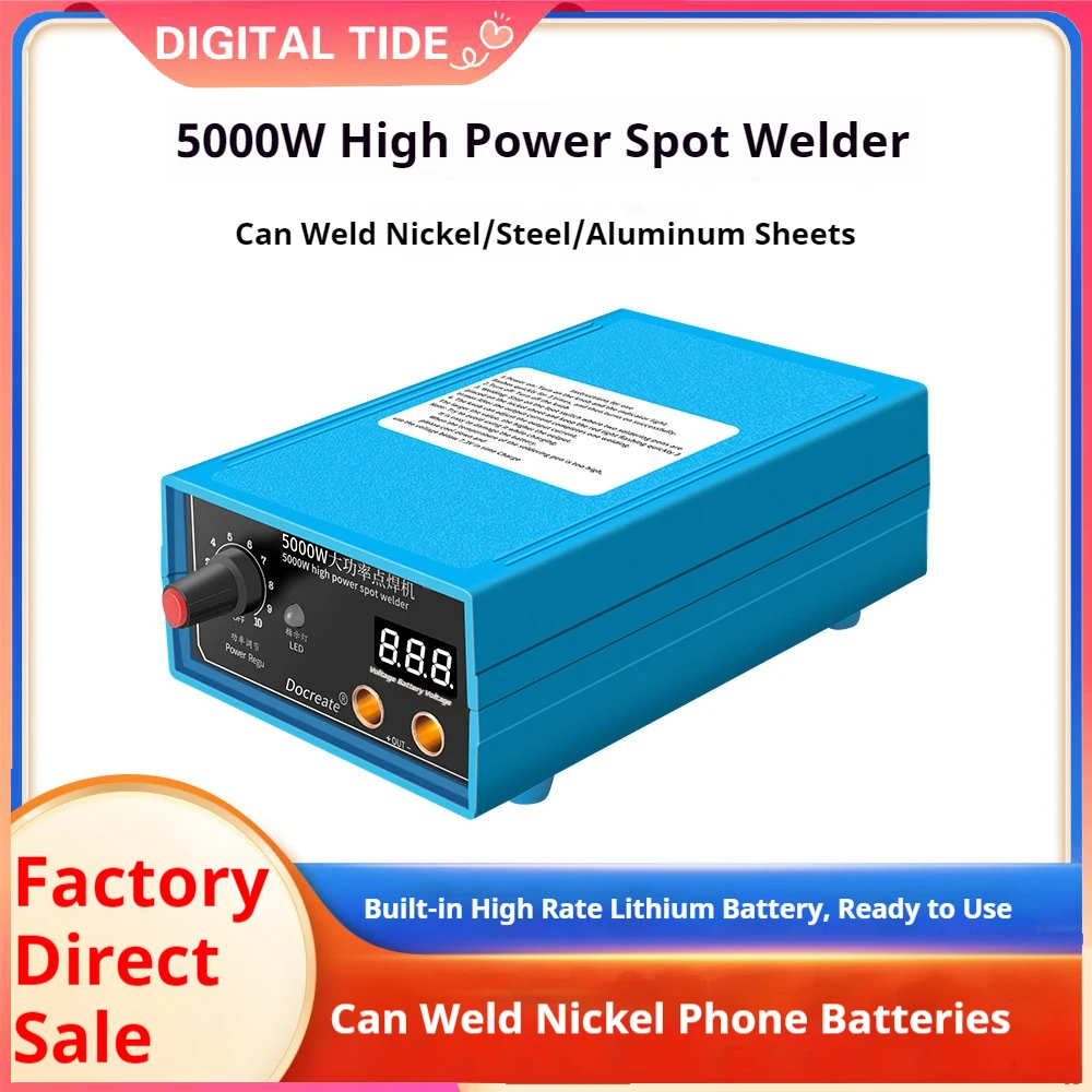 

High Power 5000W Spot Welding Handheld Machine Portable 0-800A Current Adjustable Welders for 18650 Battery