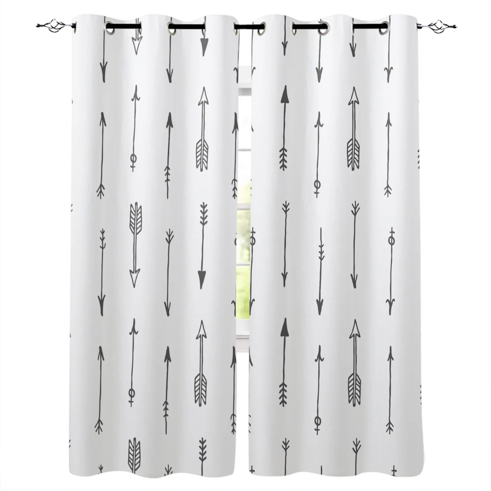 

Arrow White Background Blackout Curtains Window Curtains For Bedroom Living Room Decor Window Treatments