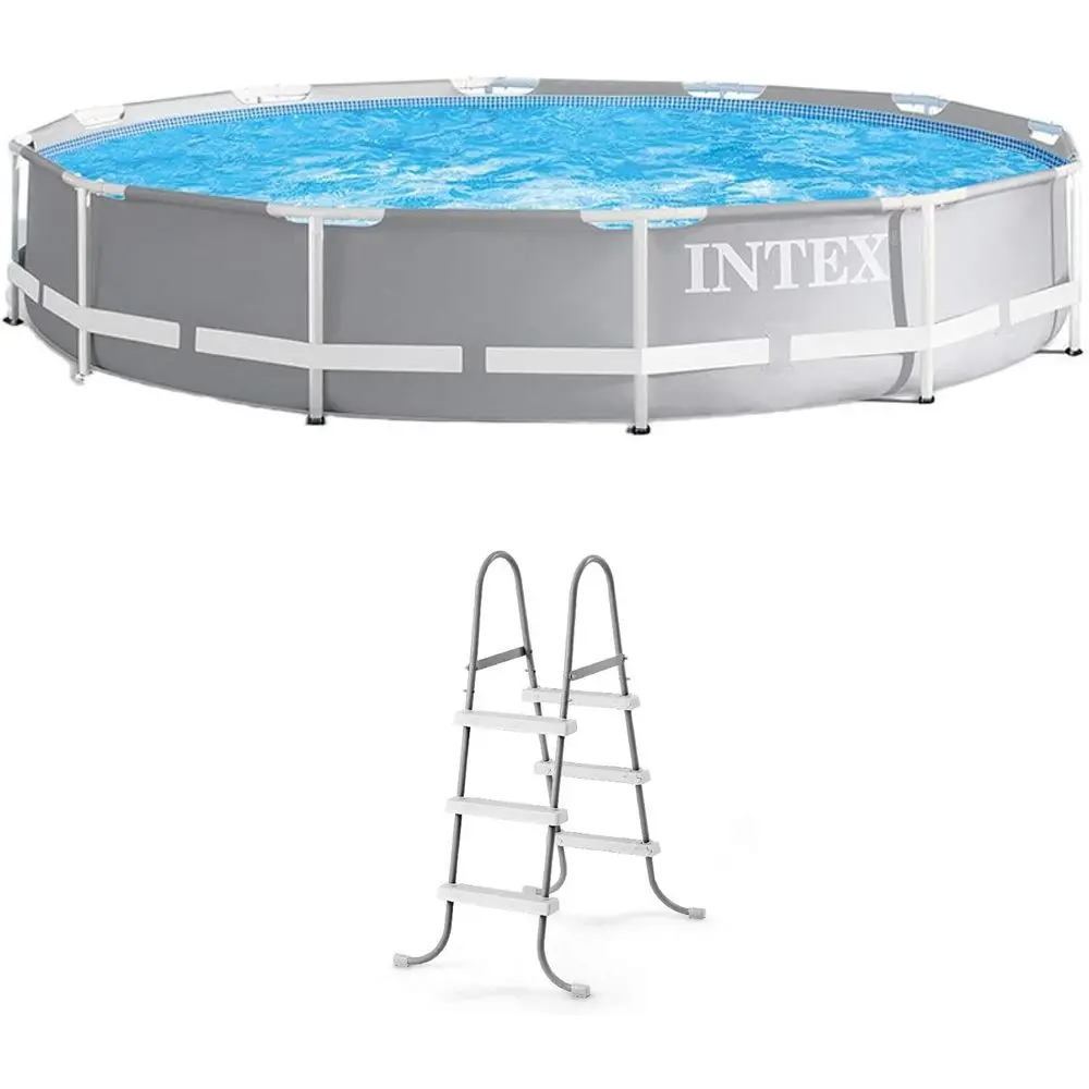 

Круглый наземный бассейн 12 футов x 30 дюймов с фильтрующим насосом 530 GPH и стальной лестницей для улицы и заднего двора