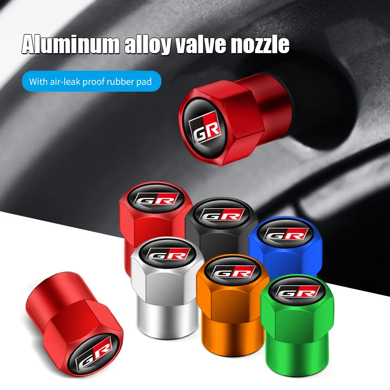 4Pcs Car Wheel Tire Valve Caps Air Stem For Toyota GR Sport Gazoo Racing Yaris 86 Corolla Hilux Supra C- HR Tyre Plug Accessorie