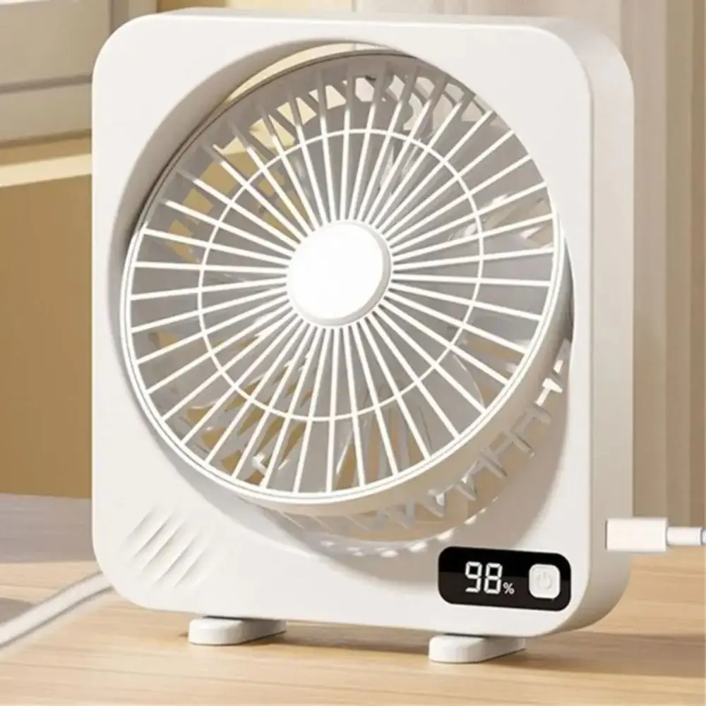Quiet Operation LED Display Fan Digital Screen 1000mAh Capacity Portable Desktop Fan Built-in Battery Low Noise Rechargeable Fan