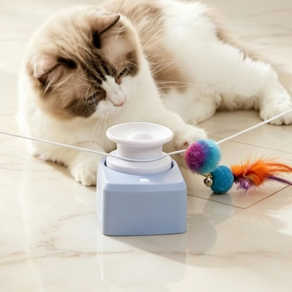 Automatic Cat Race Toy Wireless USB Rechargeable Cat String Chasing Toy with Suction Cup Adjustable Speed Interactive Cat Toy