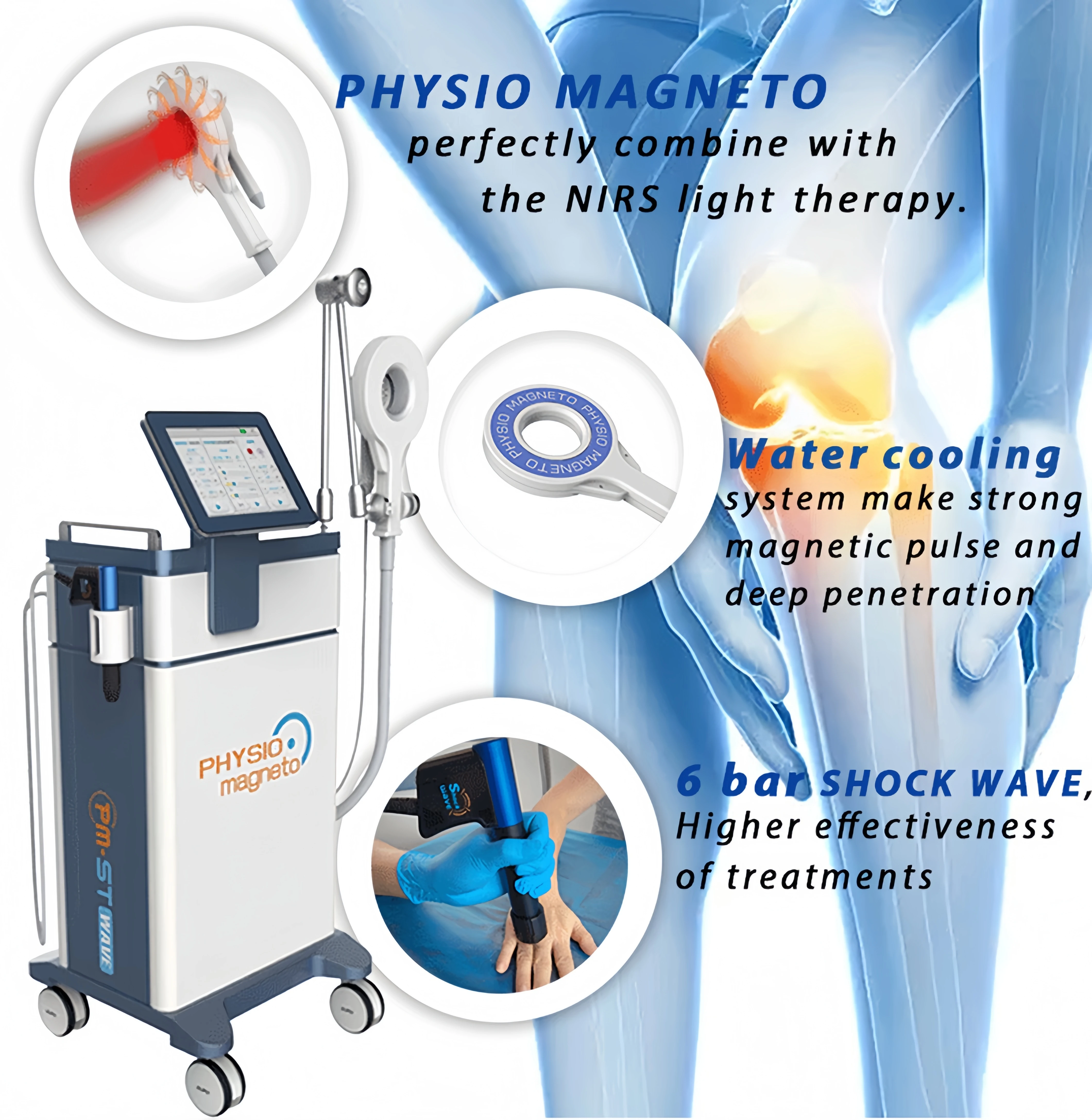 Focused Shock Wave Therapy Pulsed Equipment for Physiotherapy Rehabilitation and Muscle Recovery