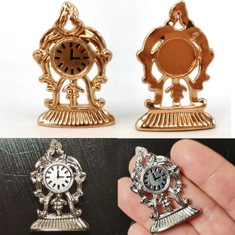 Escala 1:12 despertador 2 cores bolso europeu mini decoração de casa metal casa de bonecas brinquedo em miniatura decoração de casa de bonecas