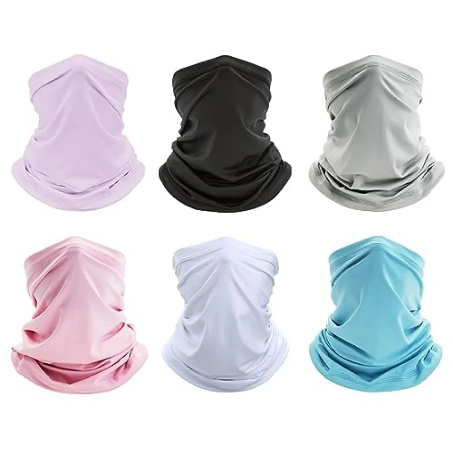 

6 Pack Neck Gaiter Bandana Face Mask: Cooling Gator Mask Face Cover Neck Scarf Balaclava