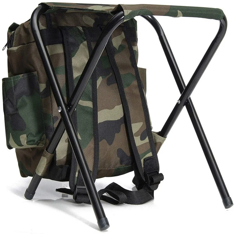 Fishing Chair Large Capacity Folding Stool Backpack 2-in-1Outdoor Camouflage Seating Picnic Bag Camping Hiking Accessories