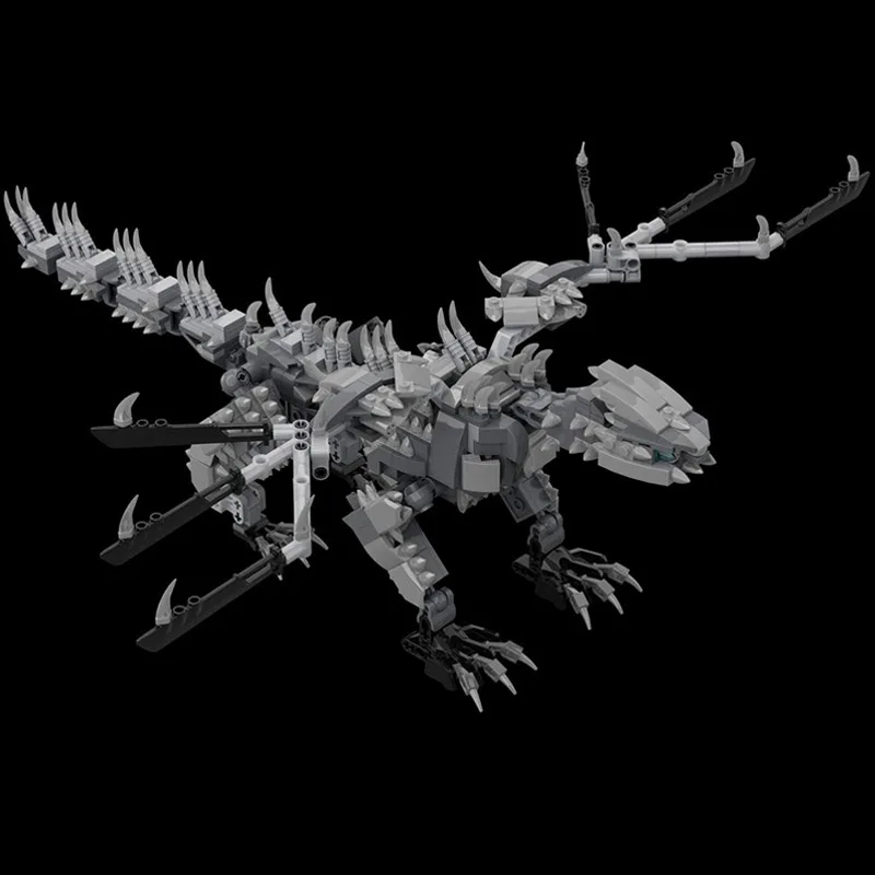 891pcs Moc Valstrax From Monster Hunter Building Blocks Horror Hunter Animal Construction Toys for Kid Halloween Ideas Gift