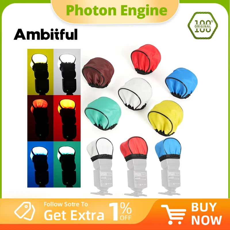 Diffuseur de flash portable universel Ambitful blanc rouge bleu vert jaune marron pour flash d'appareil photo Canon Nikon Godox Speedlite