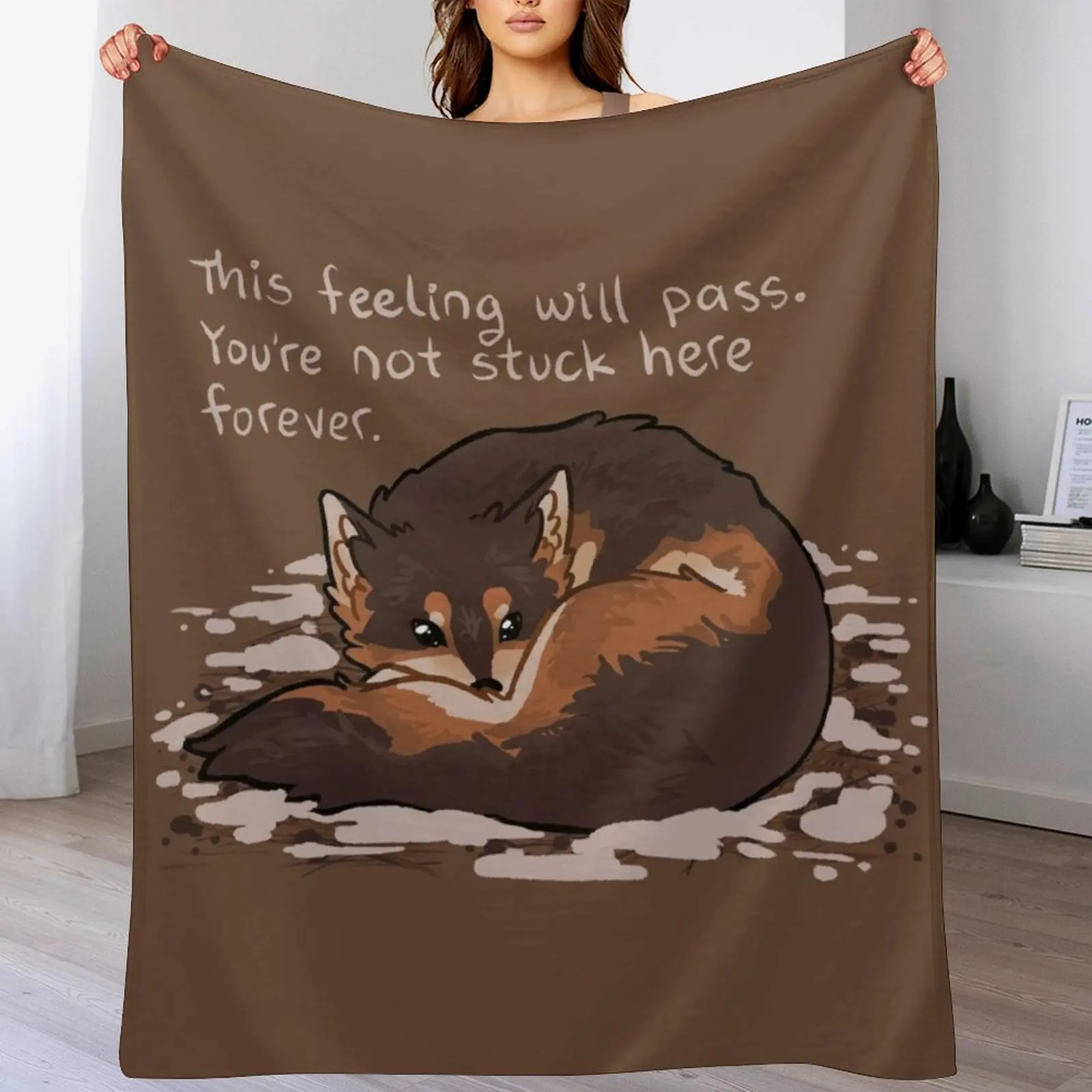 This Feeling Will Pass Snuggly Wolf Throw Blanket warm winter Bed valentine gift ideas Blankets