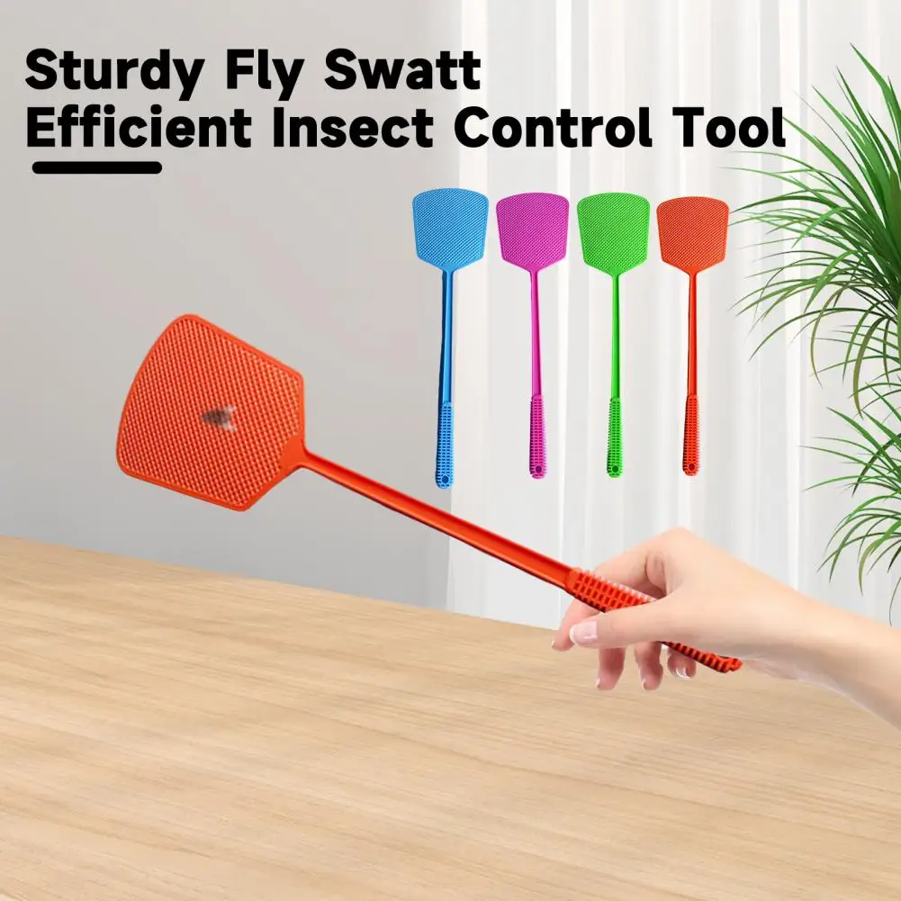 Fly Dispelling Tool 2 Pcs Fly Swatters Set with Thickened Long Handles Flexible Hollow Mesh Heads Durable Anti-crack Mosquito