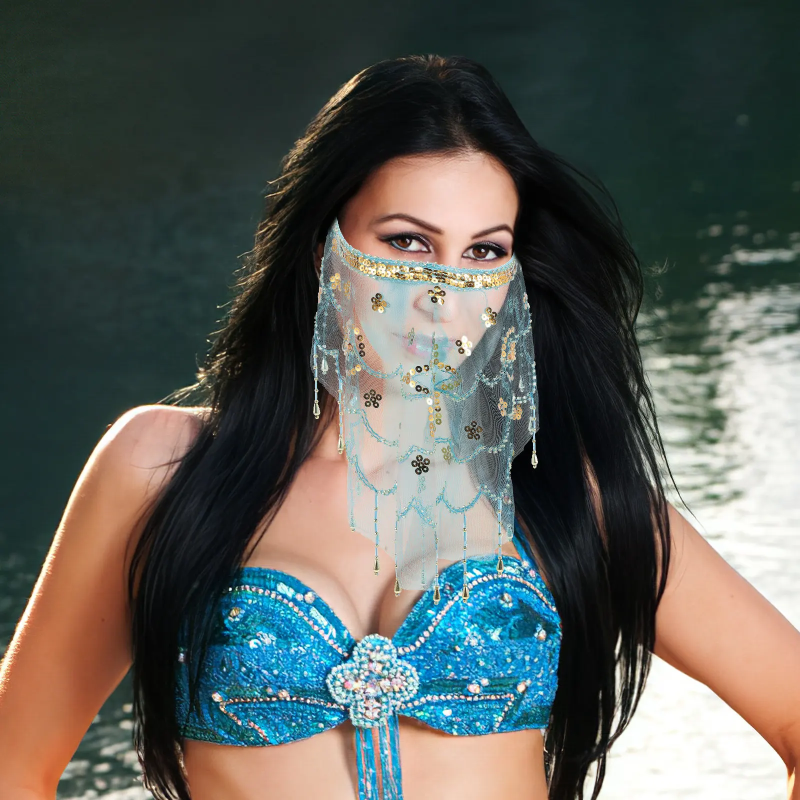 

Ручная работа: вуаль для танца живота с золотой вышивкой, сетчатая ткань, цепочка на лицо, маскарадная маска, реквизит для вечеринок, аксессуар для костюма для выступлений