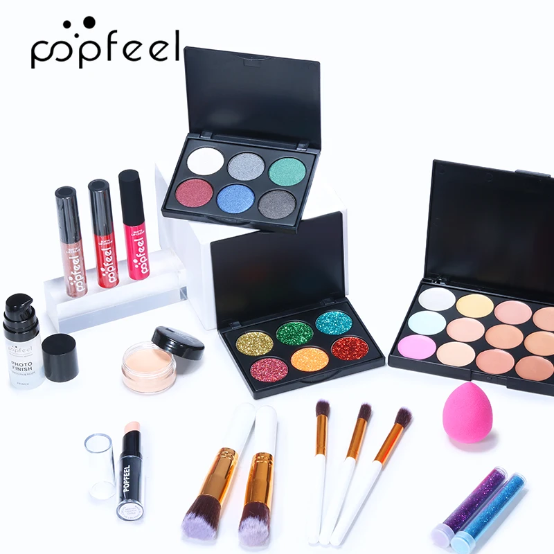 Juego de maquillaje todo en uno, paleta de sombras de ojos, brillo de labios, corrector, delineador de ojos, bolsa de cosméticos, Kit de maquillaje completo, paleta de caja de regalo para mujer