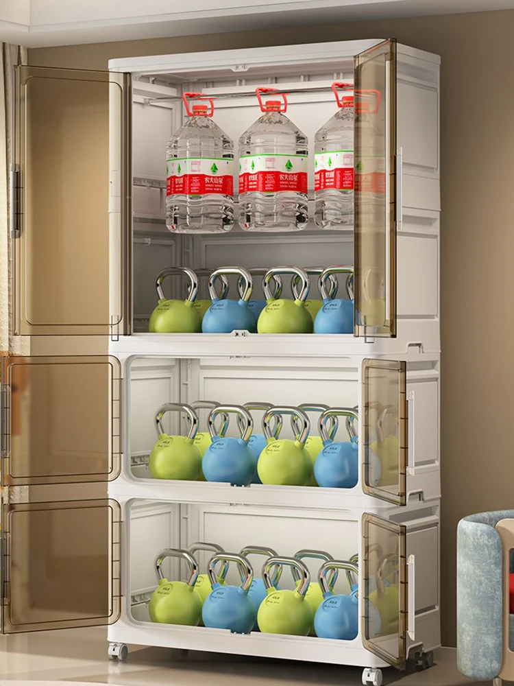 Transparent Cabinets Storage Children Foldable Wardrobes Organizer Mobile Closet Clothes Containers Cupboard Bin Furniture