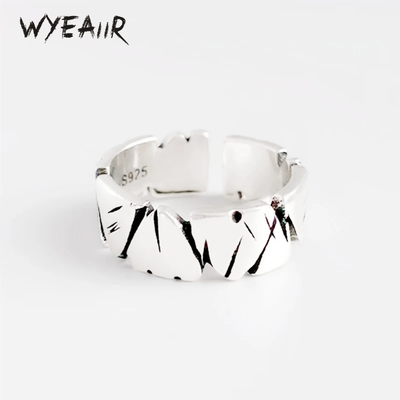 WYEAIIR 925 Sterling Silver Retro Mini Cute Rock Mountain Resizable Opening Ring For Women Luxury Jewelry