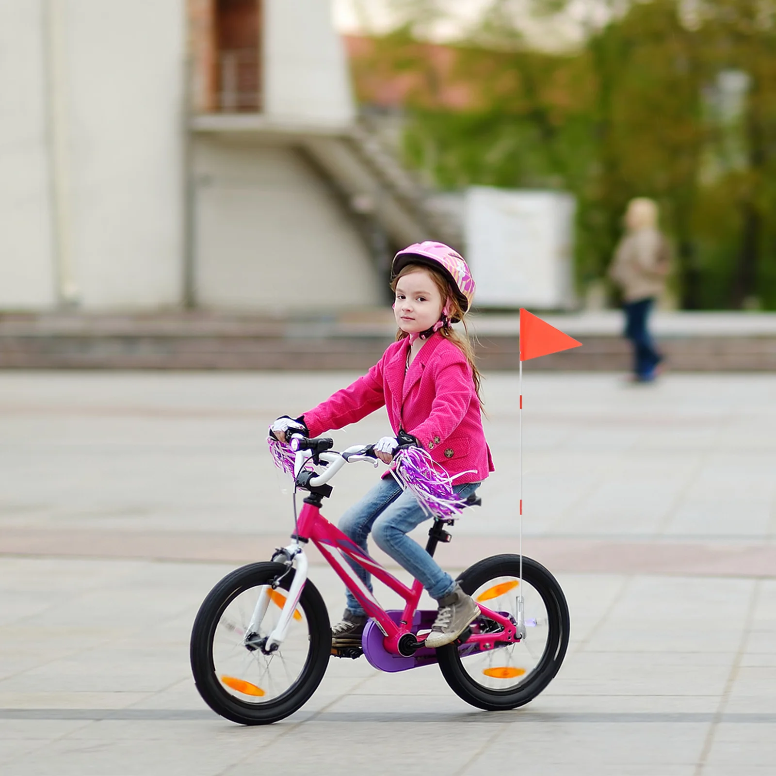 

2pcs Kids Bike Safety Flags Pole Fiberglass Mount For Children Bicycle Tricycle Outdoor Ride School Sports Visibility Durable