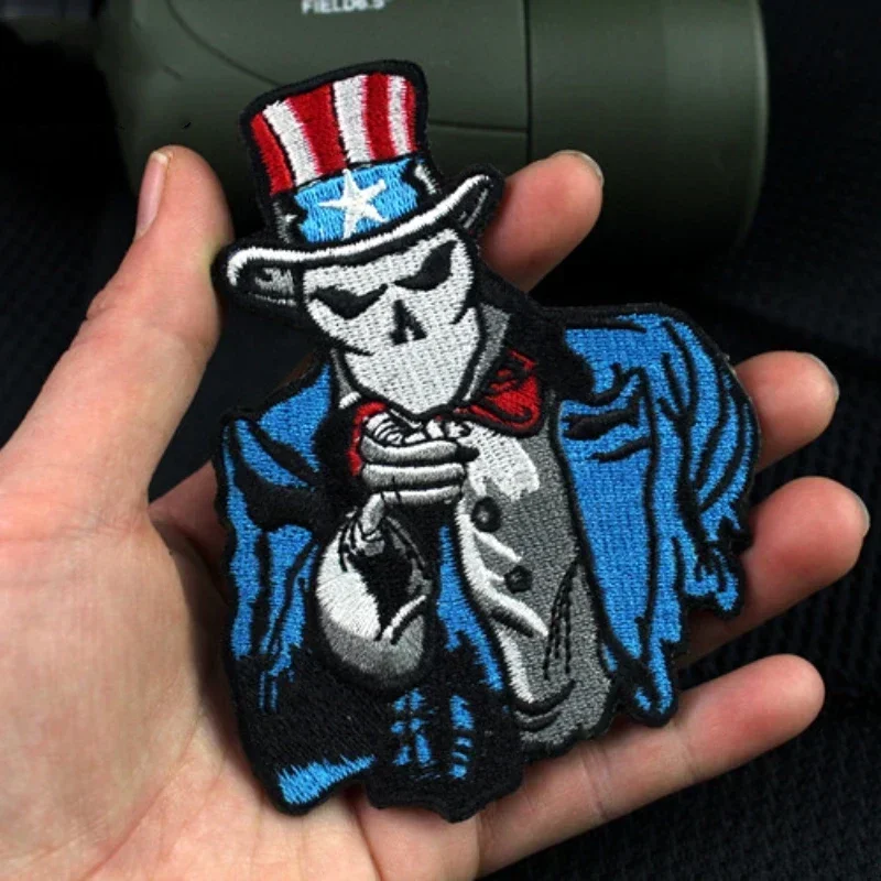 Uncle Sam Grote Morale Badge Embroidered Hook&Loop Patches Backpack Hat Decoration Cloth Sticker Personality Applique Armband