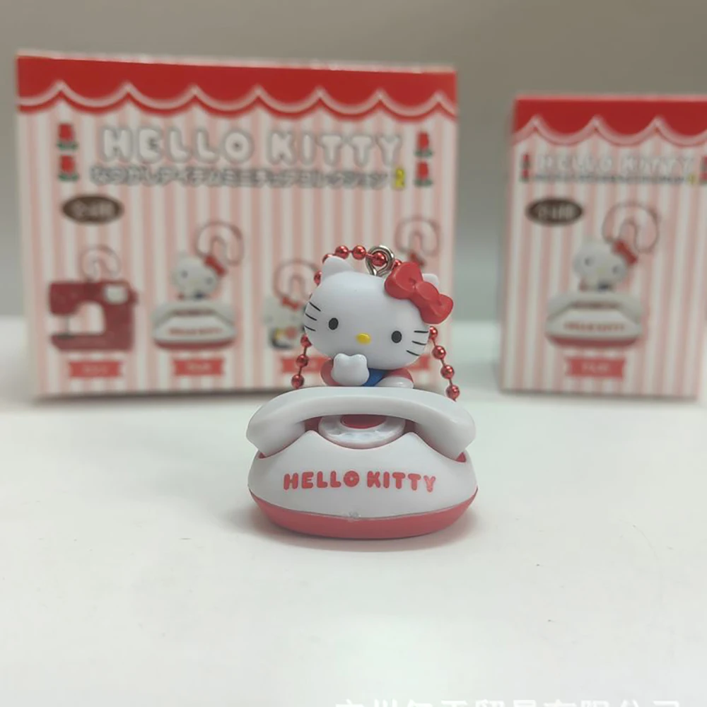 Olá kitty chaveiro sanrio 5cm figura anime boneca kawaii telefone câmera relógio máquina de costura presentes de natal para meninas crianças