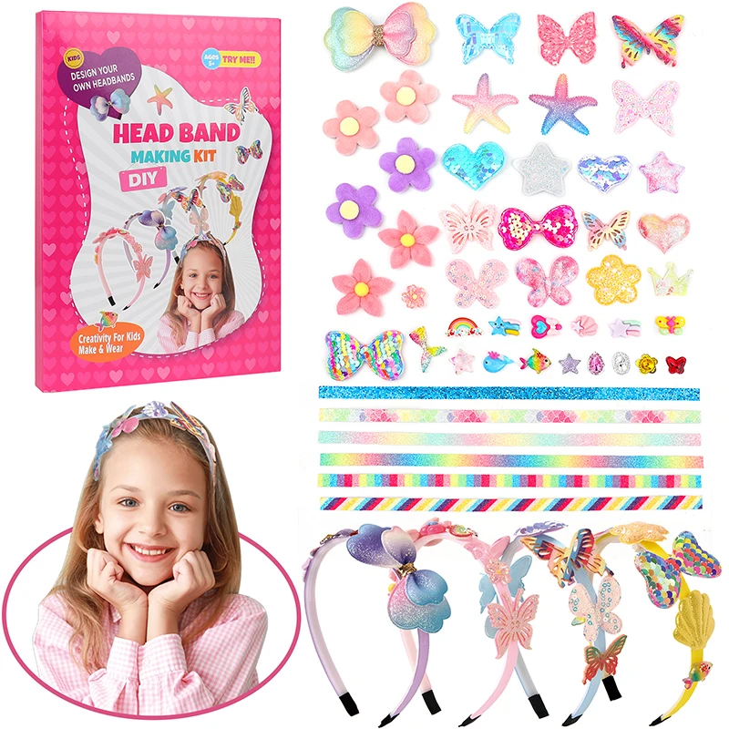 DIY Headband Making Kit Suitable For Children Aged 5 And Above, Craft Set, Including 6 Unique Hair Accessories, The Best GiftS
