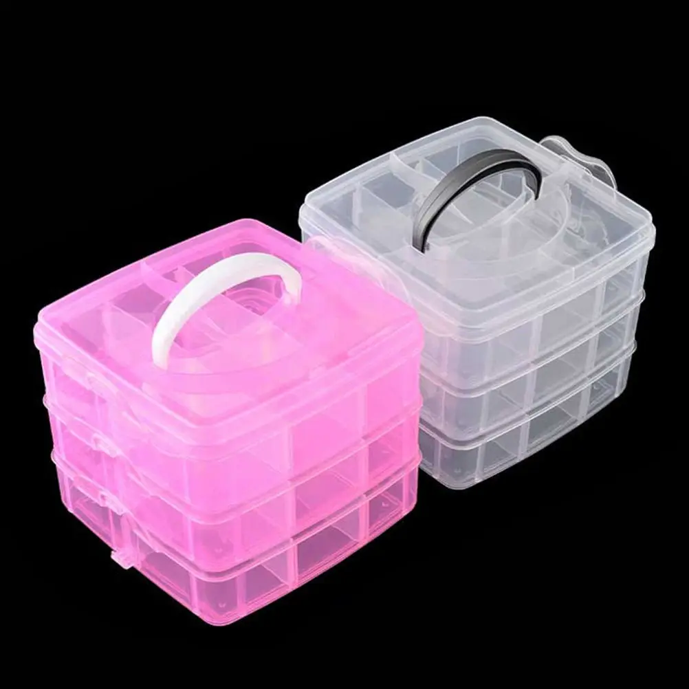 1Pcs Three-Tier Nail Ornaments Box Lightweight Portable Manicure Accessory Holder for Professional Home Use Manicure Ornaments