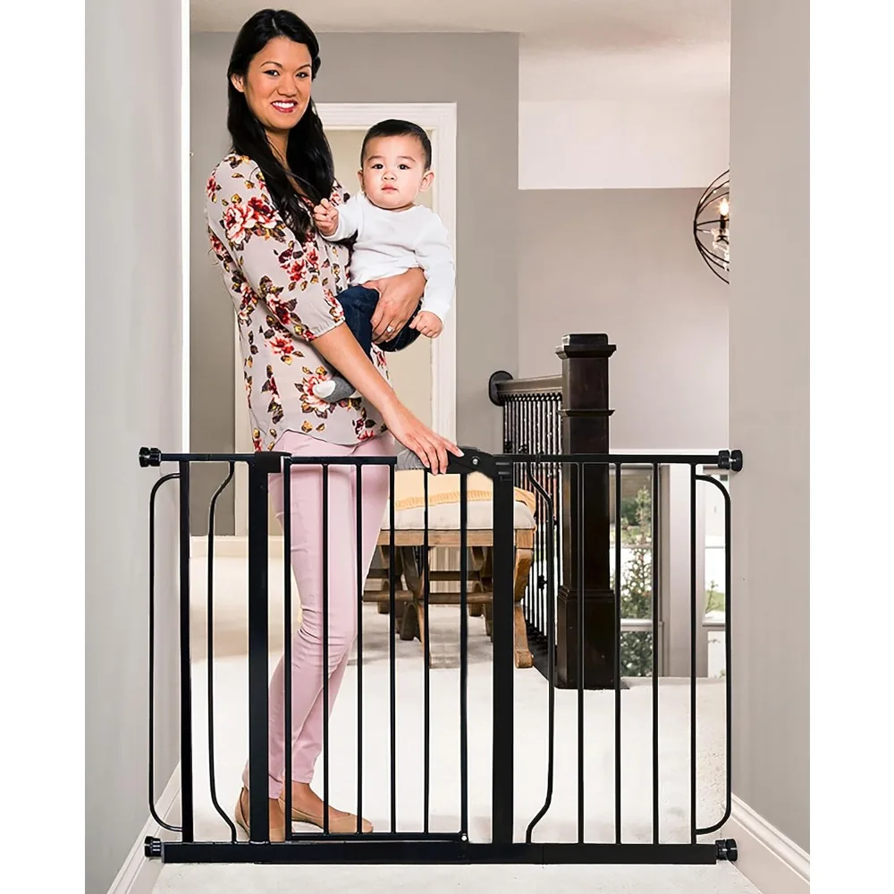 Easy Step 49-Inch Extra Wide Baby Gate, Includes 4-Inch and 12-Inch Extension Kit, 4 Pack of Pressure Mount Kit