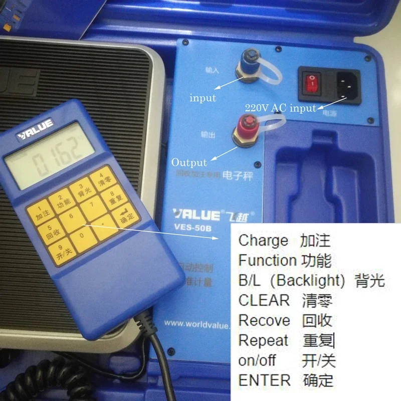 استعادة غاز التبريد/مقياس الشحن قيمة 50 كجم مقياس شحن رقمي قابل للبرمجة HVAC