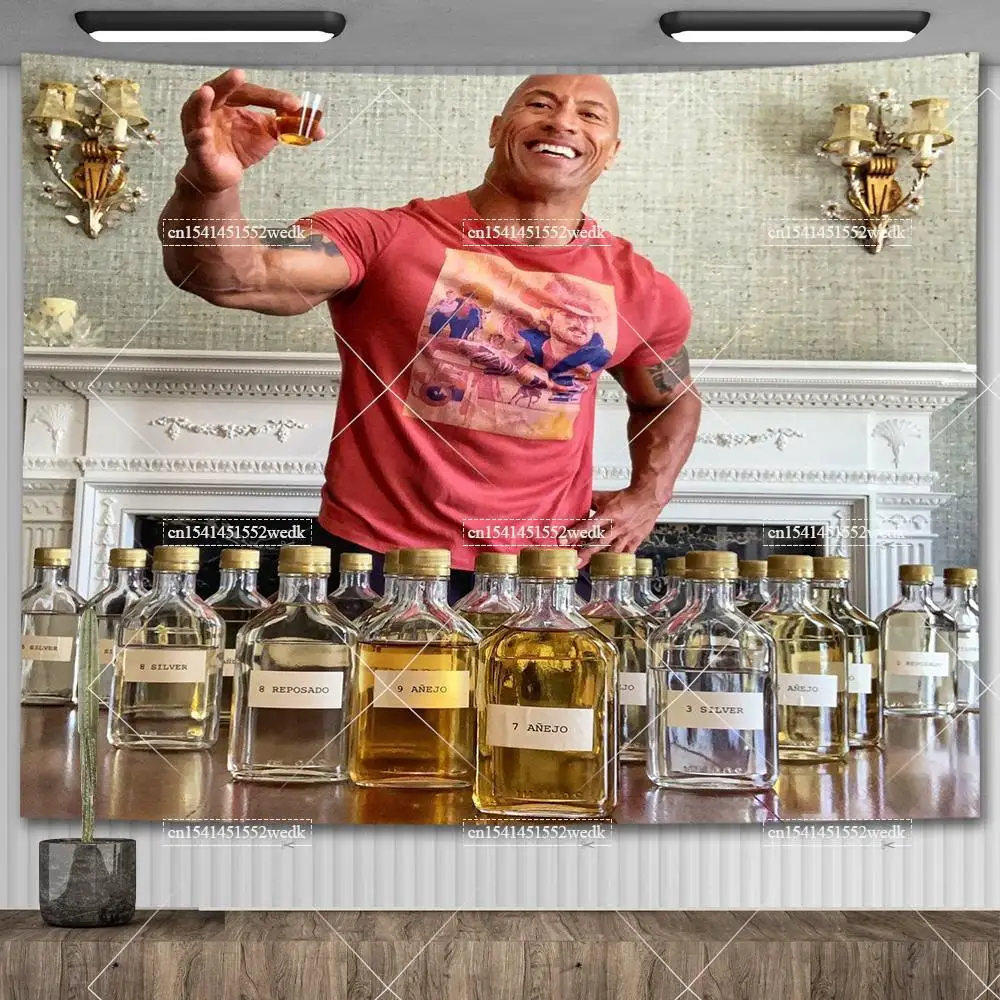 The Rock Johnson Eating Blueberry Pancakes Wall Hanging Tapestry Kawaii Room Decor Meme Tapestry Bedroom Decoration Aesthetic