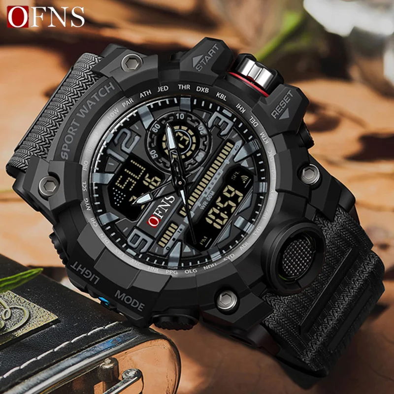 OFNS Top Brand G Style Men\'s Watches 50M Waterproof Outdoor Military Sports Quartz Watch For Male LED Digital Wristwatch Clock