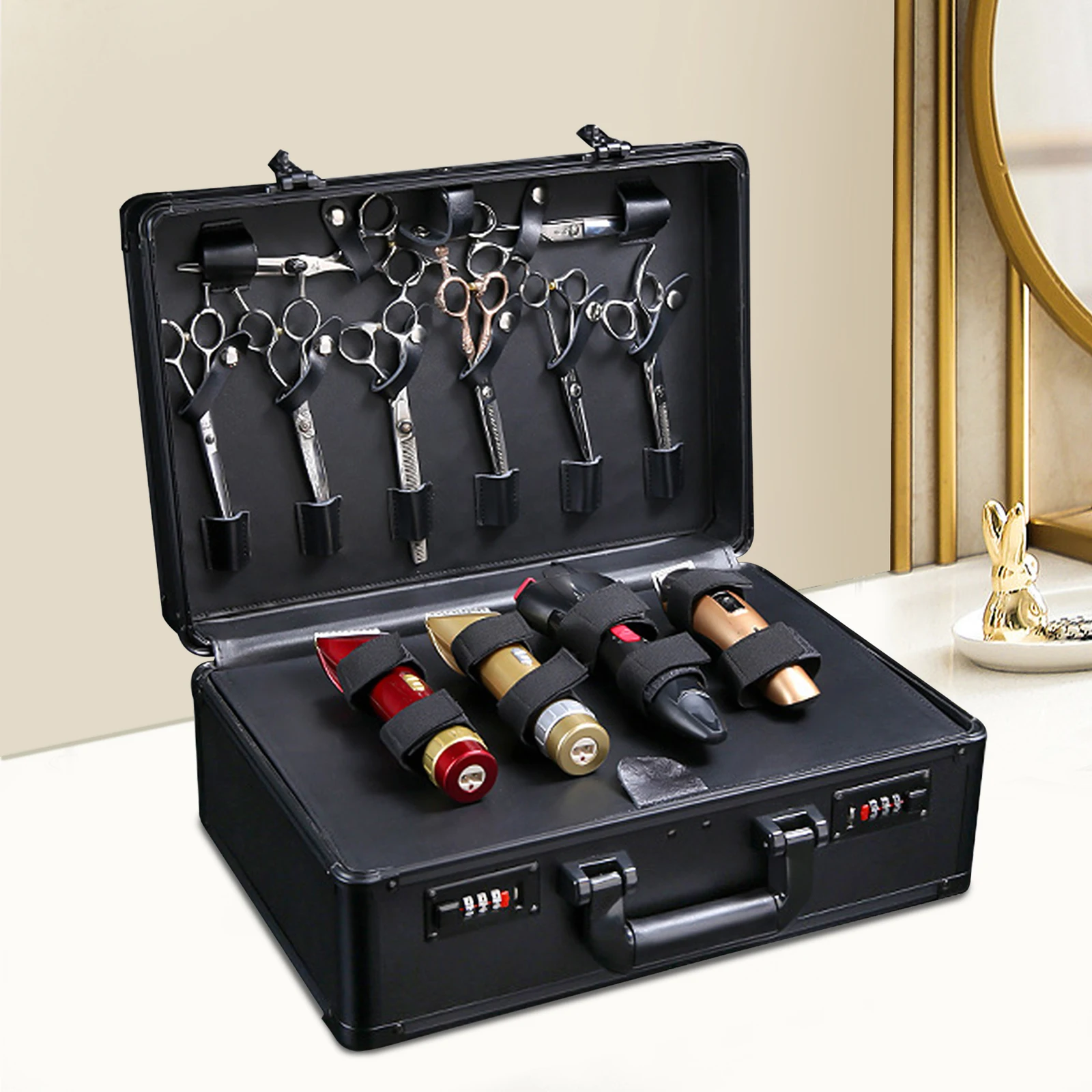 Portable Beauty Salon Tool Kit Storage Suitcase Black