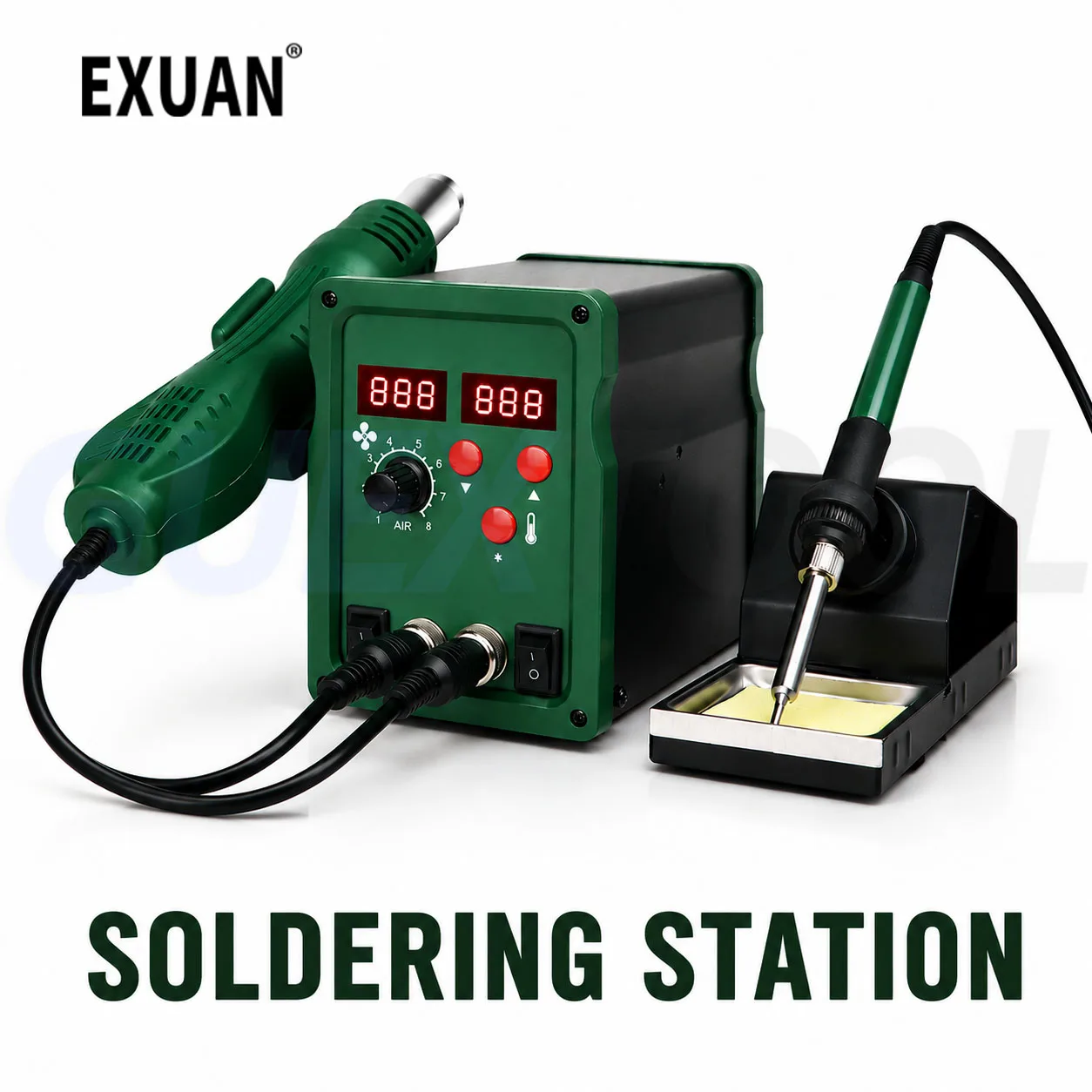 

858A 858D 898D Soldering Station 2 In 1 Soldering Station SMD Rework Hot Air Gun Soldering Iron 220V110V ESD Welding Repair Too