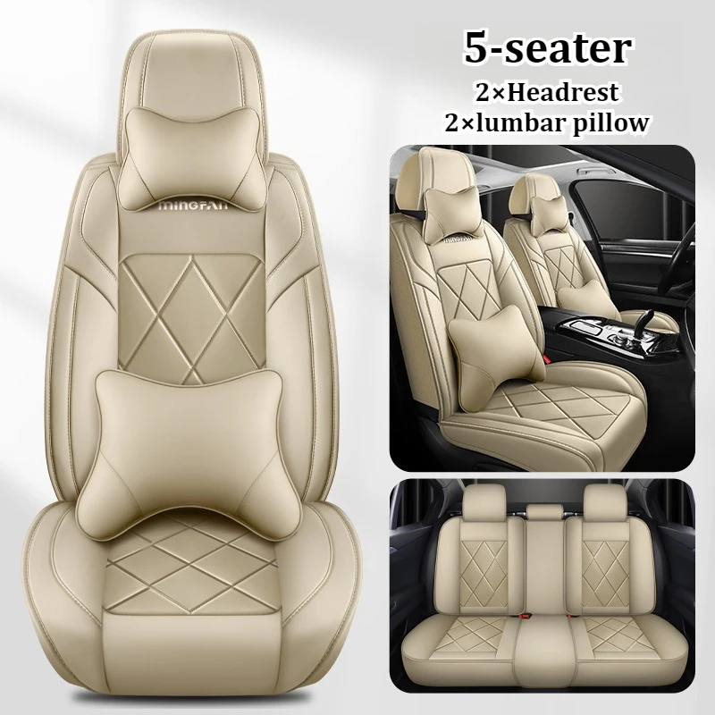 

Чехлы на автомобильные сиденья премиум-класса из искусственной кожи + 2 подголовника, мягкая губчатая сердцевина, 3D-шивка, удобные и дышащие, подходят для автомобиля 95%