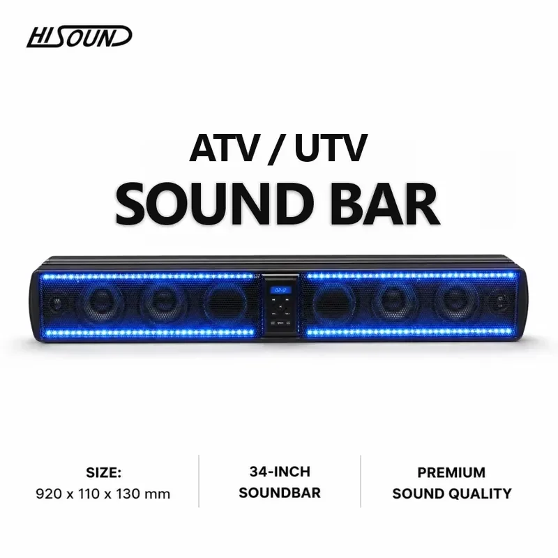 for Polaris RZR 34 Inch UTV Soundbar IP65 Waterproof Bluetooth Speaker Deep Bass ATV SxS Golf Cart