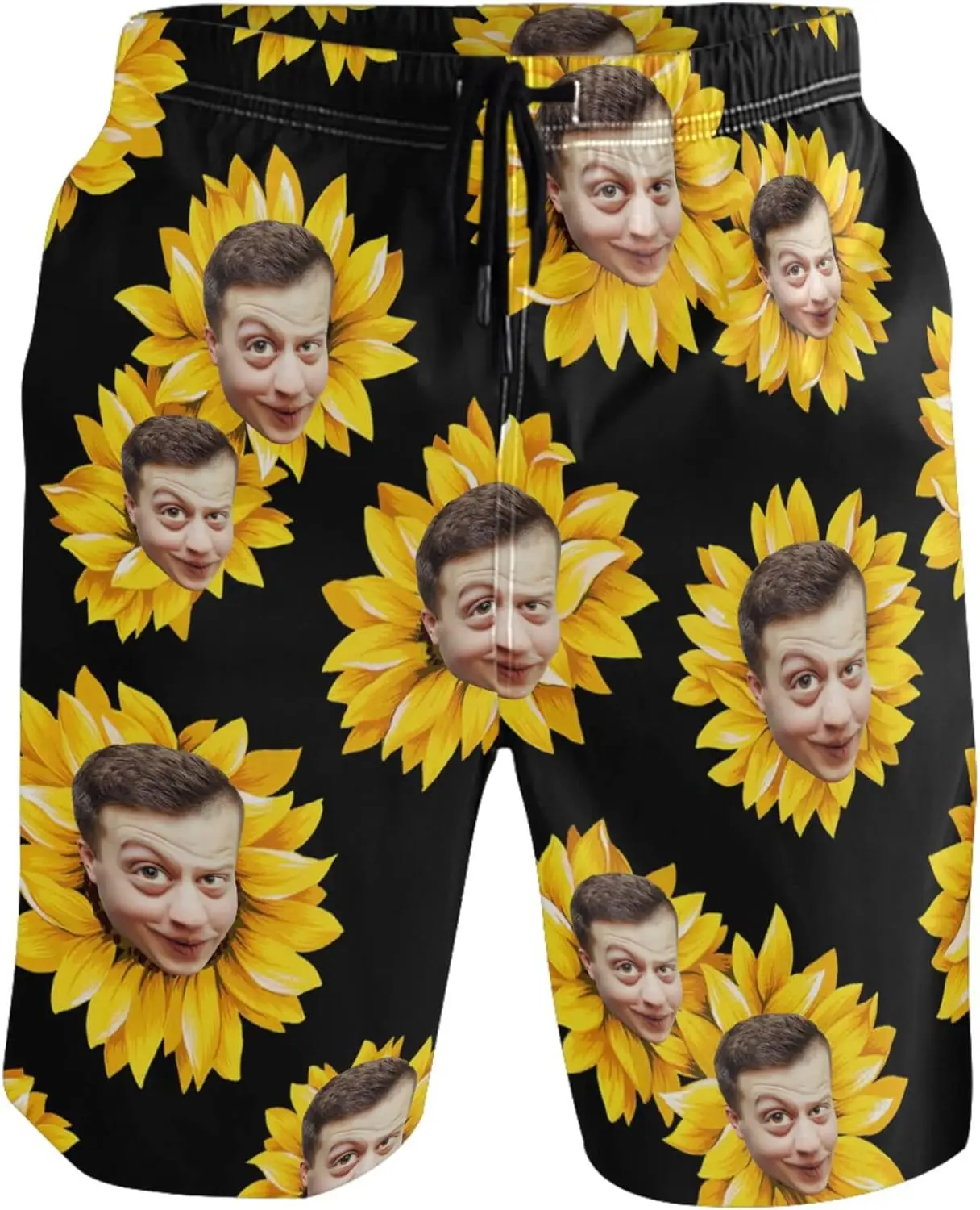 Funny Custom Face Men Swim Trunks Swimming Beach Surfing Board Shorts Swimwear Quick Dry Mesh Lining Bathing Suits with Pockets