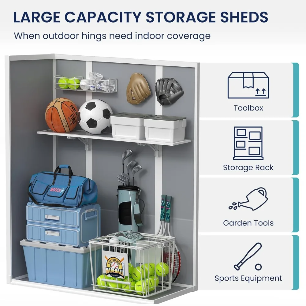 

47 Cu Ft Vertical Storage Shed with Shelves, Outdoor Resin Shed with Floor, Waterproof Weather Resistance Plastic, Customized
