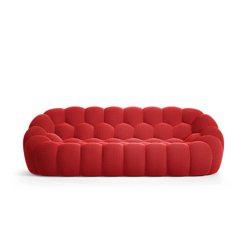 

Italian sofa small apartment bubble fabric bubble honeycomb comfortable designer curved living room sofa