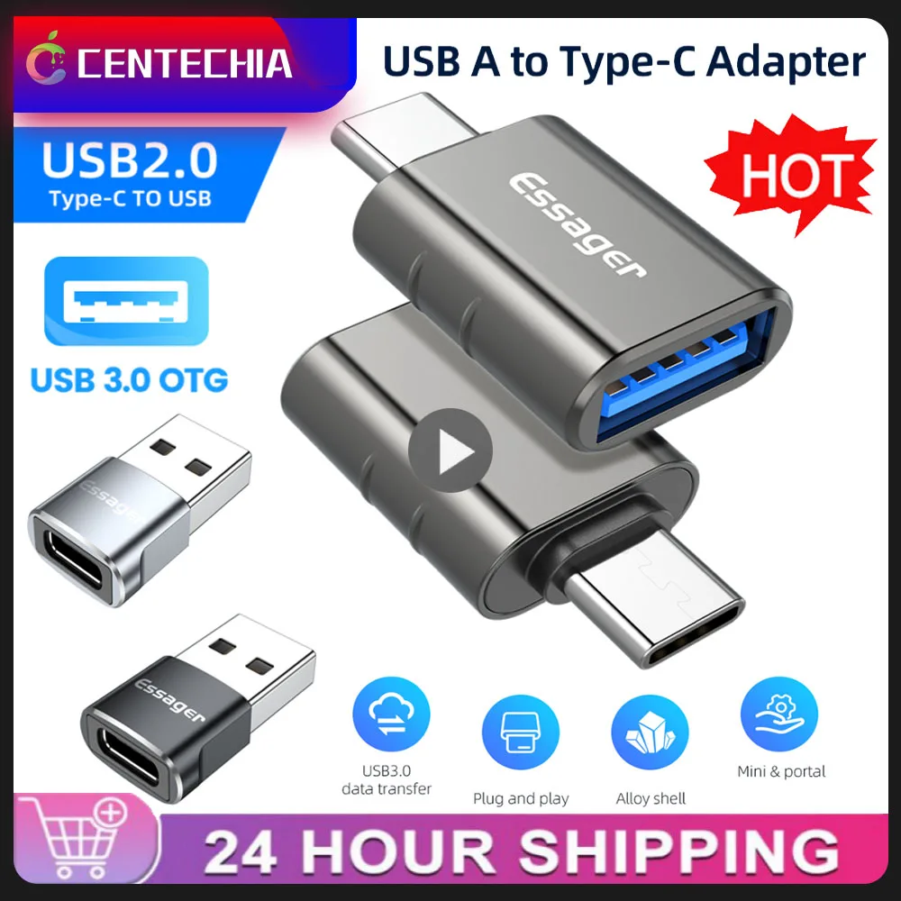 Essager Type C To USB OTG Adapter USB 3.0 To USB C Male Converter For Macbook Samsung S20 Xiaomi Mi 9 10 HUAWEI OTG Connector