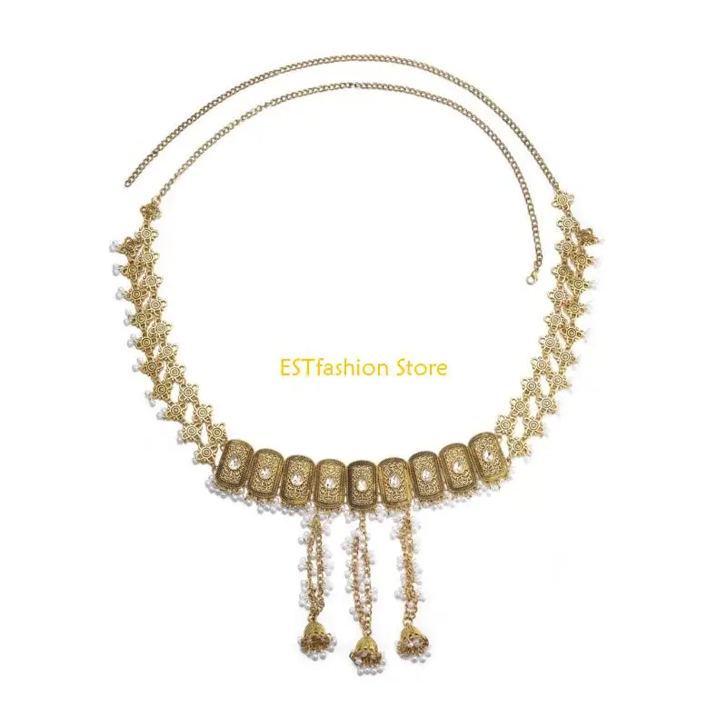 Y5GC Ethnic Encouraged Multifunctional Waist Belt Metal Mixture Decoration Body Chain Festival Addition