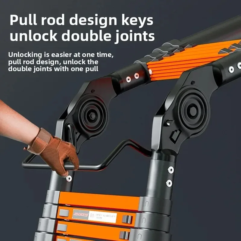 Thickened Carbon Steel Telescopic Ladder Multifunctional Herringbone Ladder Bamboo Ladder Lifting Folding Engineering Staircase