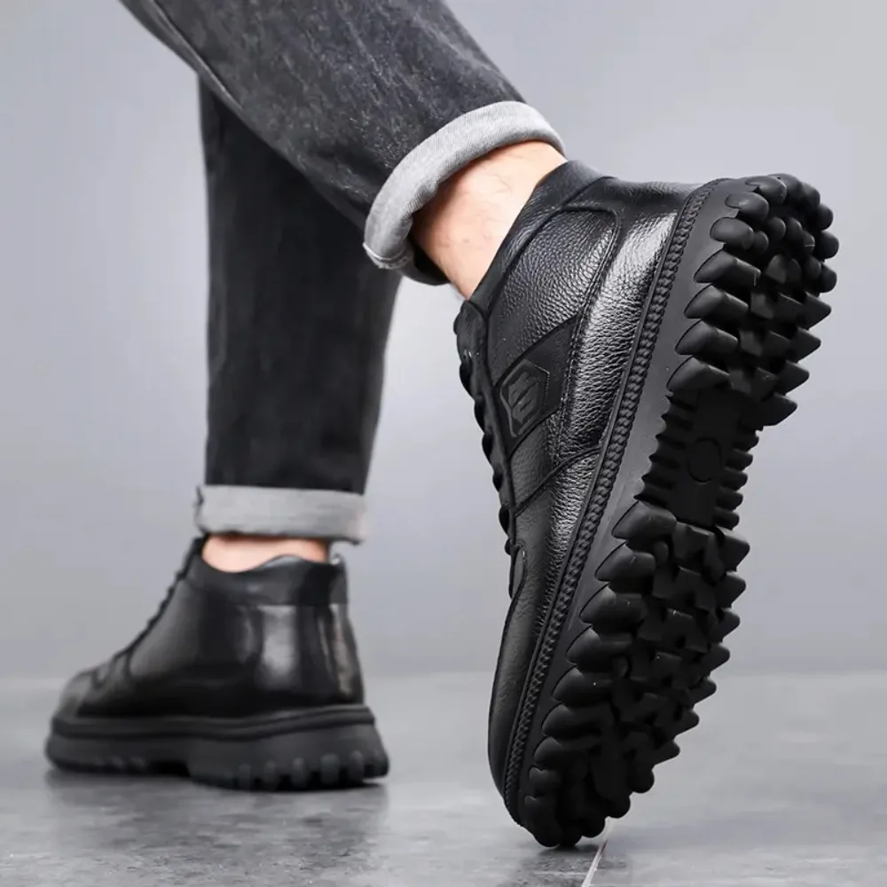 Männer Baumwolle Schuhe Winter Leder Schuhe Neue Stil Winter Stiefel Anti-Kälte Anti-Slip Fleece Gefüttert Warme Mittleren alters Papa Winter Fuß