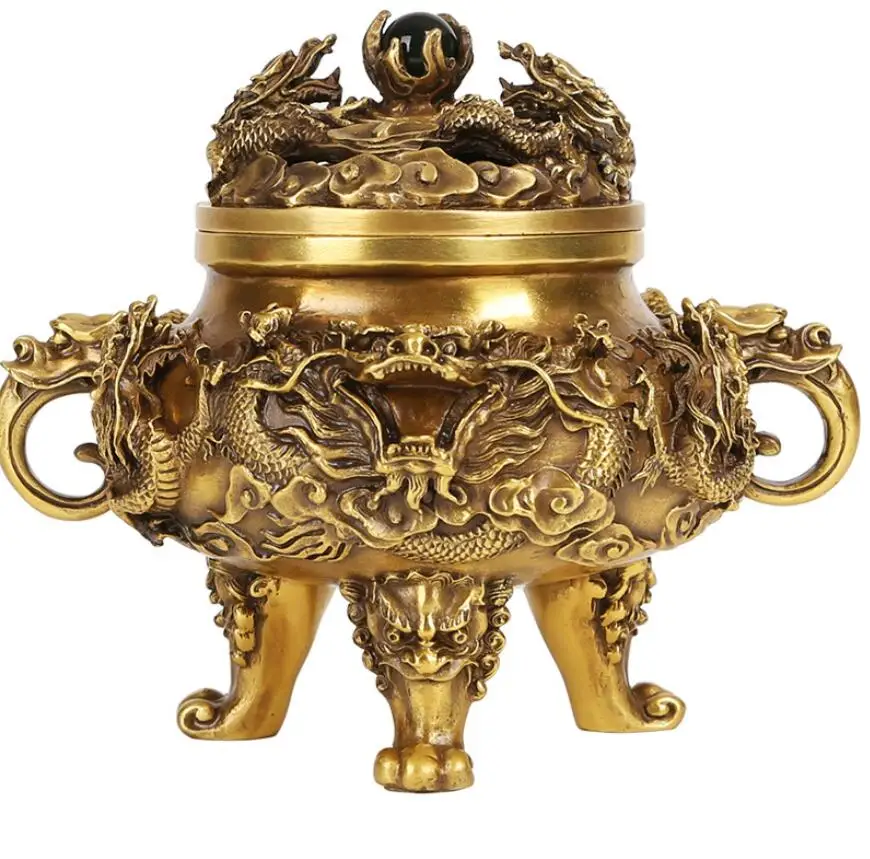 

Pure copper Jiulong incense burner decoration Home crafts decoration