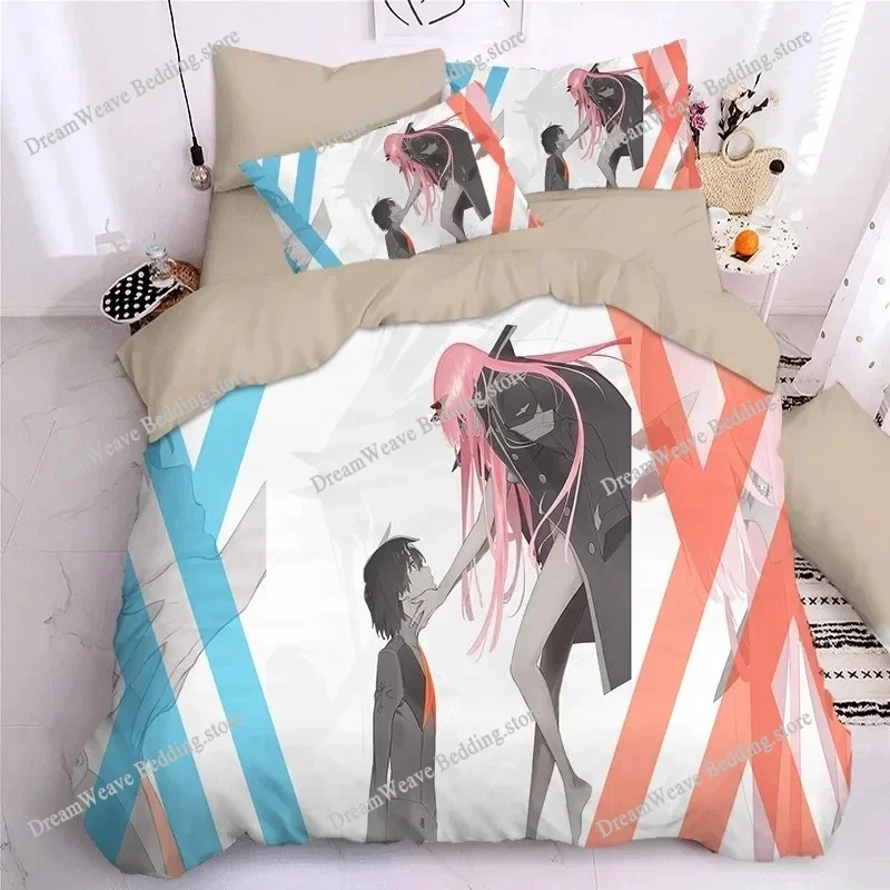 

3D Printed Anime Darling in The Franxx Bedding Set Duvet Cover Bedroom Comforter Single Twin King Size Quilt Cover Home Textiles