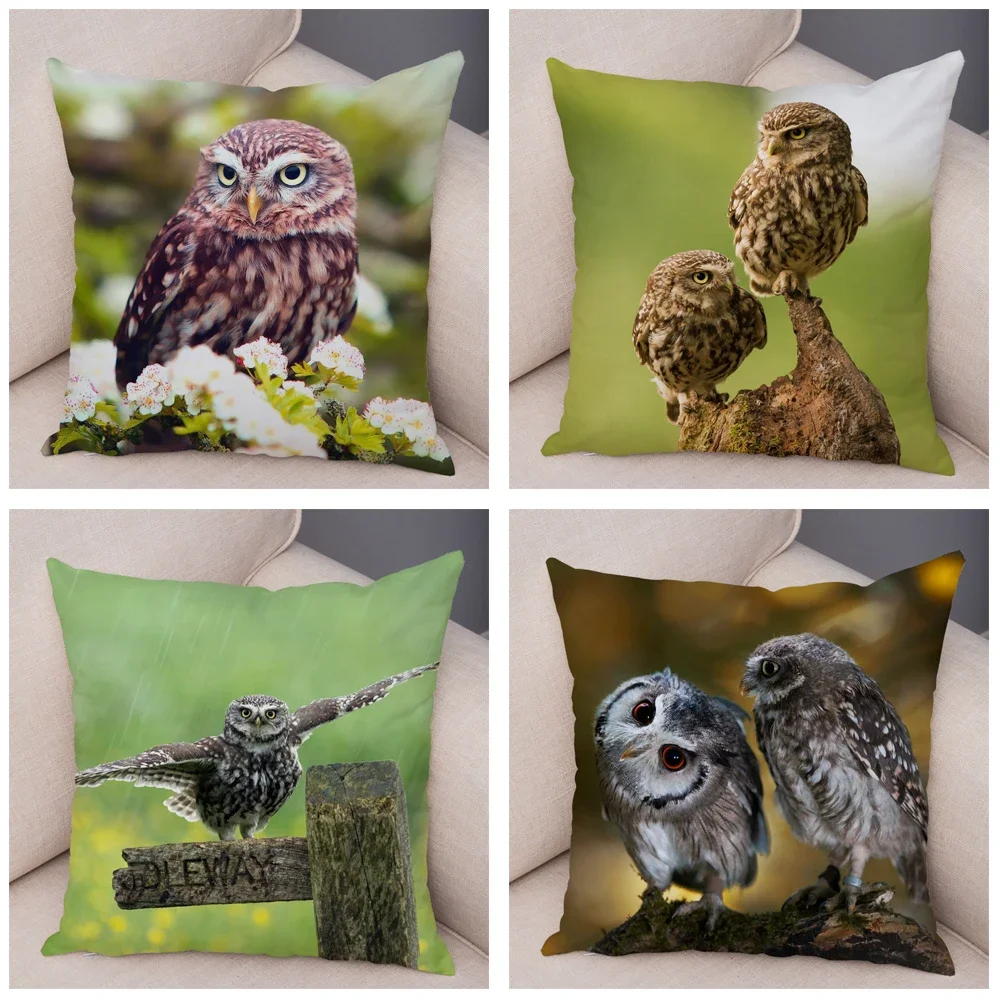 Cute Animal Pillowcase  Sofa Home Children\'s Room Wild Owl Cushion Cover Decoration