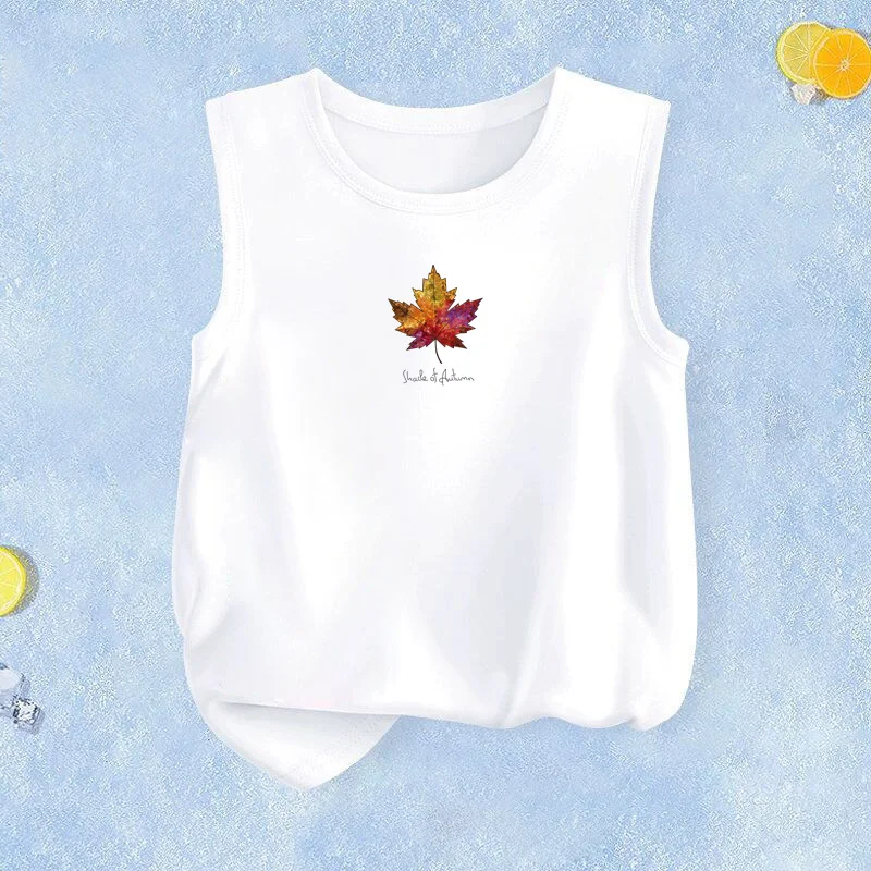 2026 Summer Breathable Vest for Kids Lemon Bicycle Design Tank Tops Thin Cotton T-Shirts Boys Girls Sleeveless