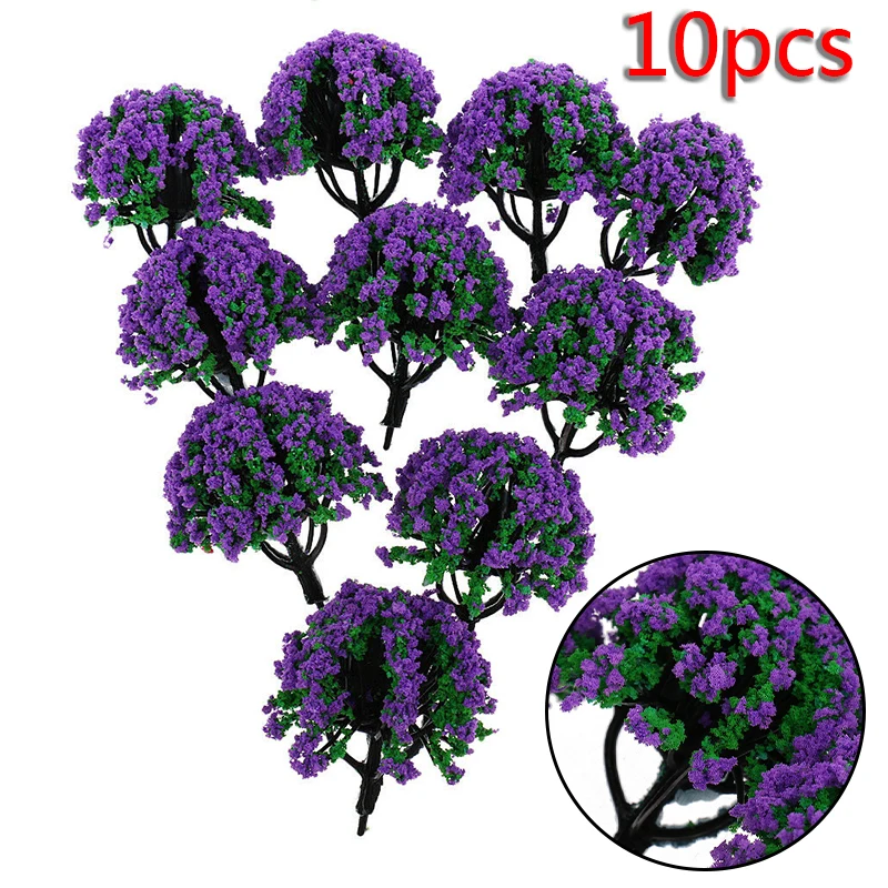 10Pcs Trees Model Train Railroad Decor Scenery Landscape HO/OO Scale Building-Static Grass Tufts Miniature Scenery Flowers Tools