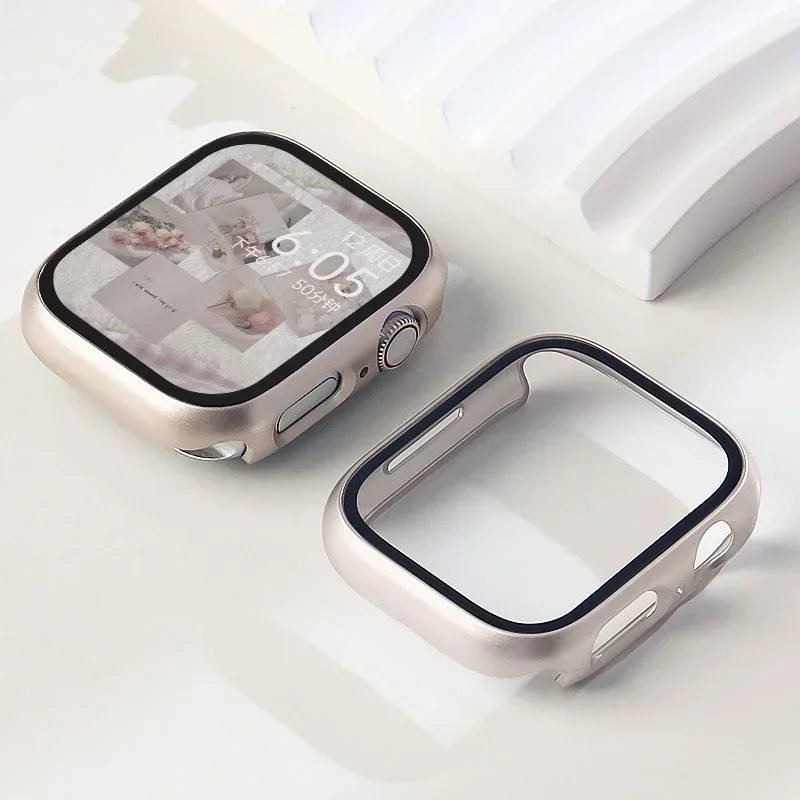 Gehärtetes Glas + Abdeckung für Apple Watch-Zubehör 45 mm 41 mm 44 mm 40 mm 42 mm Displayschutzfolie Apple Watch-Gehäuse Serie 8 7 9 4 5 6 SE